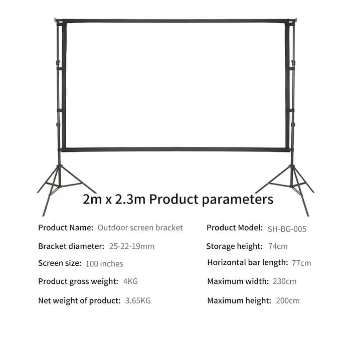 Écran de budgétaire portable avec support de fond, écran de film extérieur, léger, installation faci