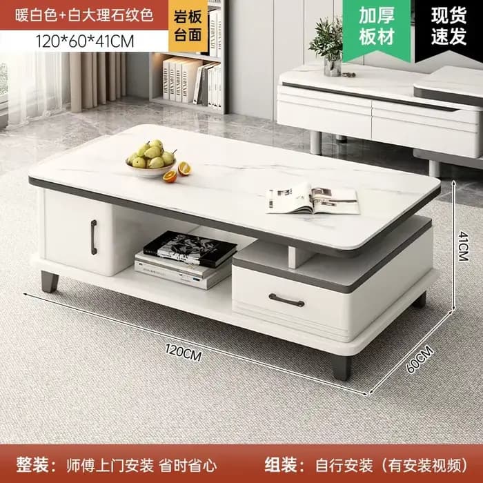 Meuble TV LED moderne pour téléviseurs, table basse, étagères en verre et tiroir, centre de divertis