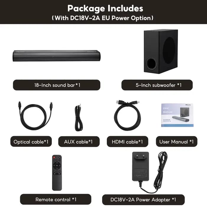 Barre de son AIYIMA S07 Dolby 2.1 150W avec caisson de basses sans fil pour téléviseur, système audi