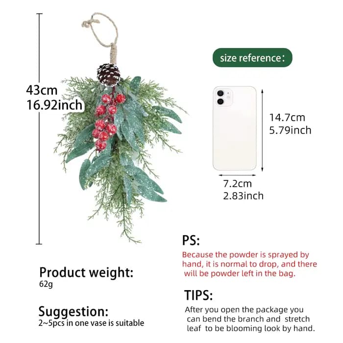 SIA fleur pendentif de noël plantes artificielles PE matériel fleur artificielle cèdre rouge baies p