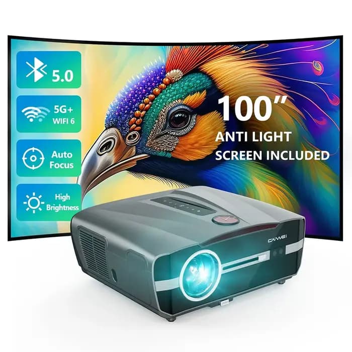 Projecteur 4K 3800 ANSI Android TV avec autofocus, correction trapézoïdale, Bluetooth, Wifi, pour ci
