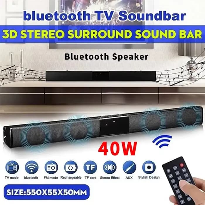 Barre de son TV 40W, haut-parleur Bluetooth filaire et sans fil, système sonore pour cinéma maison,