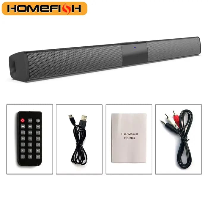 Barre de son HOMEFISH BS-28B 20W, haut-parleur Bluetooth pour TV, home cinéma, entrée RCA/USB/TF/AUX