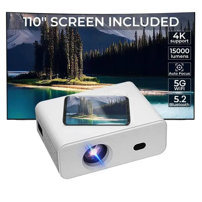 Mini projecteur portable 1080P avec WiFi, Bluetooth, HDMI, USB, projecteur vidéo de poche pour la ma