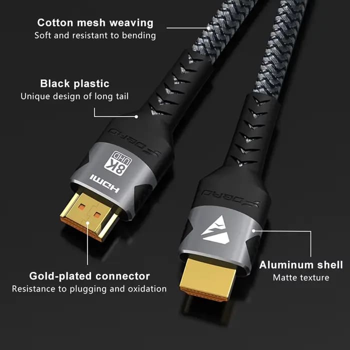 Câble HDMI 8K 2.1 48Gbps cordon tressé