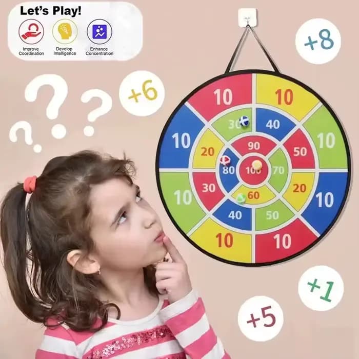 Jeu de fléchettes géantes avec cible adhésive – Jouet sportif interactif pour toute la famille – Jeu éducatif d'arithmétique pour intérieur et extérieur – Amusant pour les fêtes