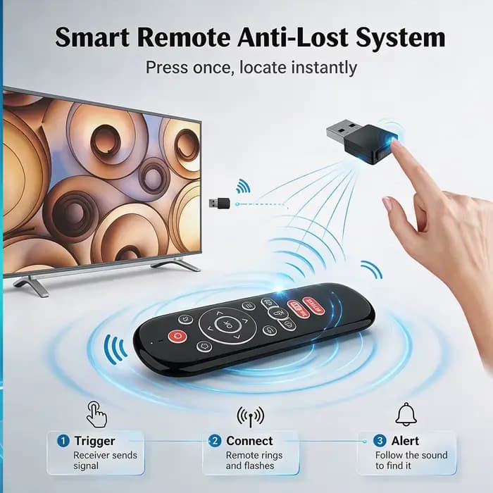 Télécommande sans fil MRSVI 2.4G Air Mouse – Mini clavier rétroéclairé, anti-perte, apprentissage IR et gyroscope pour Android TV Box / Smart TV / PC
