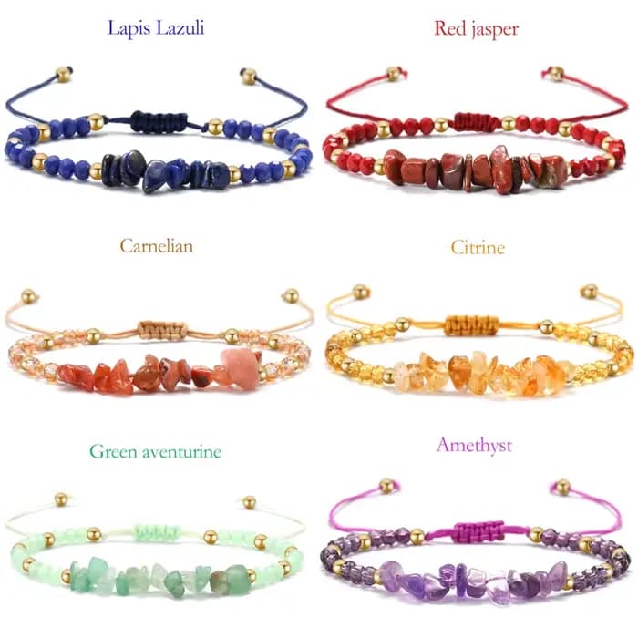 Bracelet bohème en pierre concassée en cristal, fait à la main, pour Couple, amitié, mode, perles en pierre simples, tressé, bijoux
