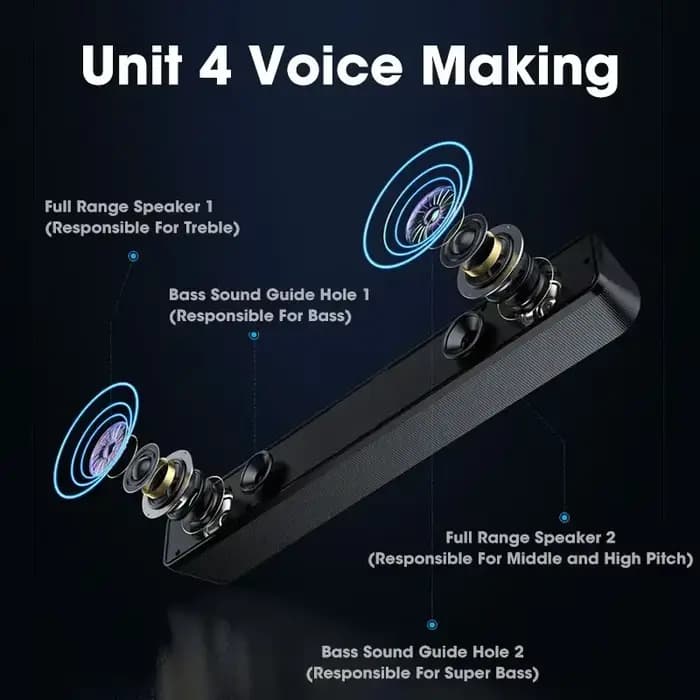 Barre de son pour PC, haut-parleur Bluetooth filaire et sans fil