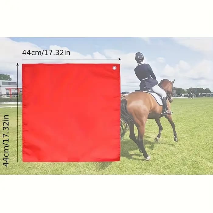 1 pièce de système d'entraînement pour chevaux, avec poteau et crochet télescopique, drapeau rouge/blanc robuste, adapté aux besoins du client