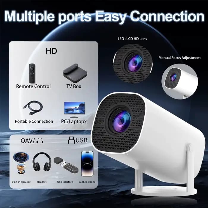 Mini projecteur compatible 4K et 1080P natif avec Android 11