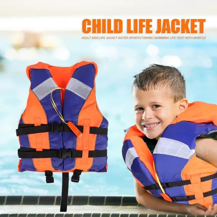 Gilet de sauvetage pour enfants, maillot de bain, vestes d'aide à la natation, accessoires de piscine avec bandes réfléchissantes de sifflet