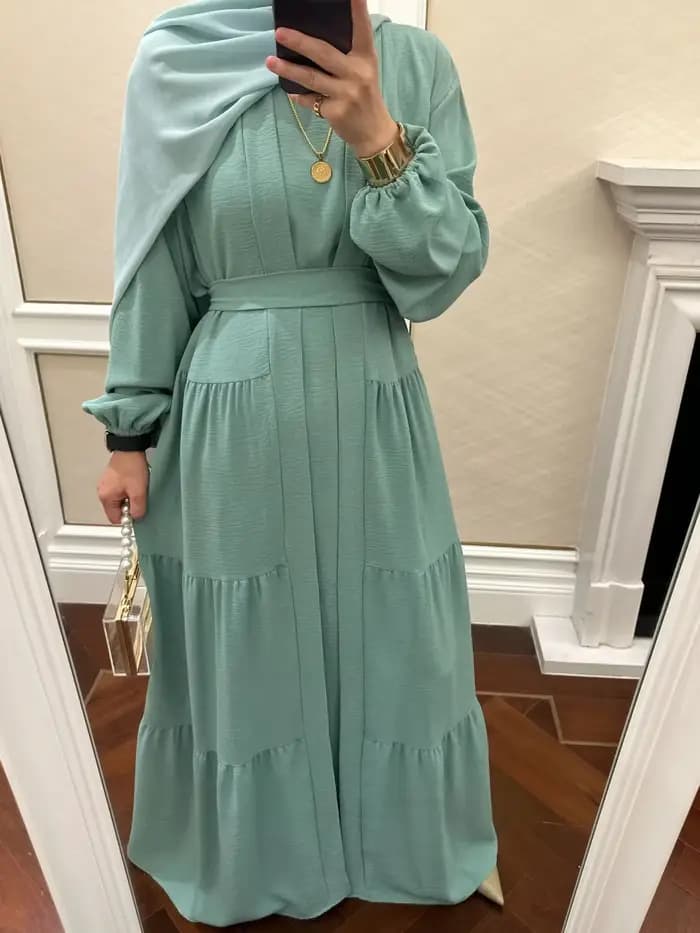 Eid Djellaba Dubai Abaya ensemble froissé ouvert Kimono Abaya + robe longue intérieure vêtements islamiques femmes musulmanes robes ensemble Ramadan caftan