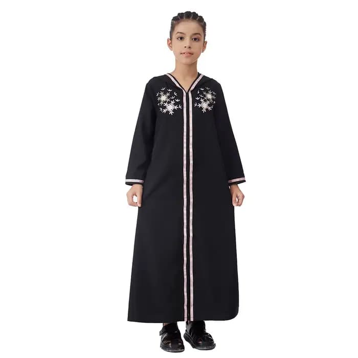 Eid Djellaba Abayas à capuche pour enfants filles Robe brodée musulmane Ramadan Dubai Kaftan Kebaya Caftan Marocain Jalabiya Robe