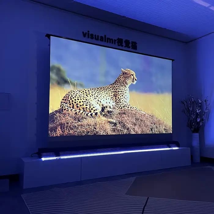 133 150 pouces nouvellement mis à niveau électrique plancher montant écran de Projection onglet-tension motorisé cinéma blanc 4K/8K pour tous les projecteurs