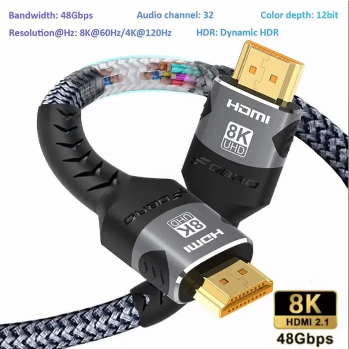 Câble HDMI 8K 2.1 48Gbps cordon tressé