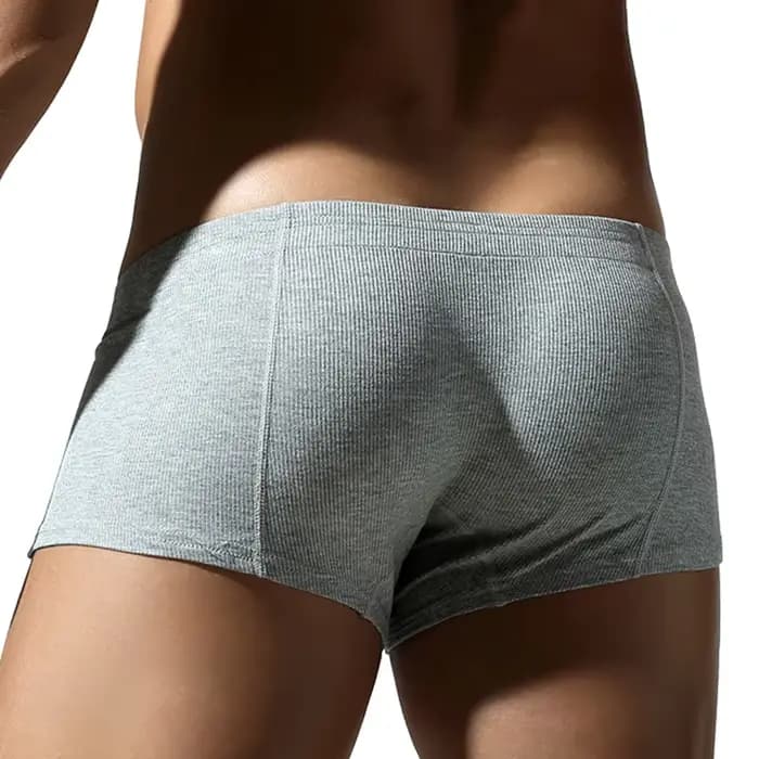 Sous-vêtements plats pour hommes, en coton synthétique, haute élasticité, rehaussés, avec décoration de boutons, coupe ajustée confortable, couleur unie.