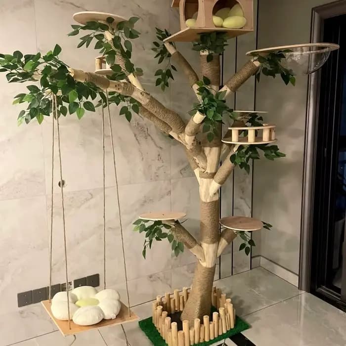 Arbre de simulation d'intérieur pour chat, grand cadre d'escalade familial, fournitures de dressage pour animaux de compagnie, grattoirs à tour pour chats, accessoires pour animaux de compagnie