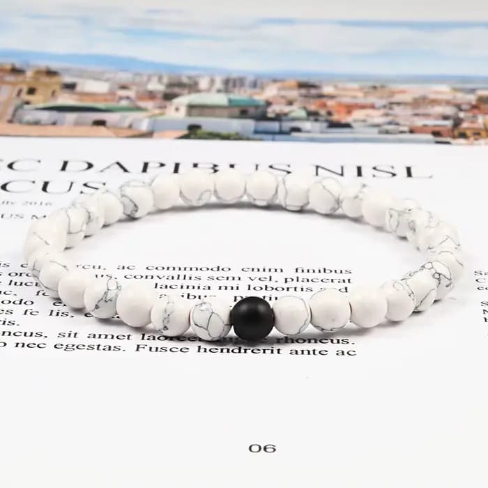 Chaud à la mode hommes pierre de lave Couples Distance Bracelets pierre naturelle blanc noir Yin Yang perles Bracelets pour femme ami Pulseira