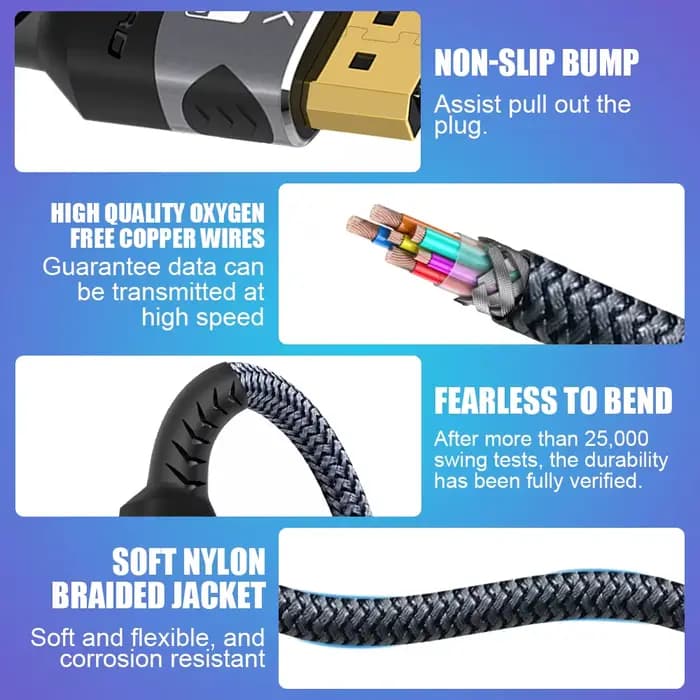 Câble HDMI 8K 2.1 48Gbps cordon tressé