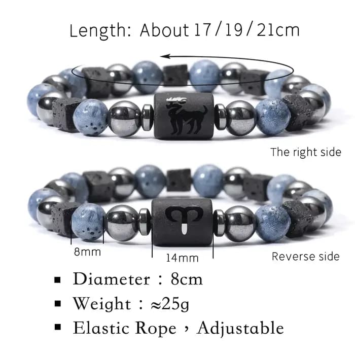 12 Constellation naturel bleu corail lave pierre perles Bracelet pour hommes Couple corde amitié zodiaque