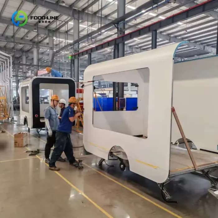 Camping-car mobile sur mesure avec cuisine complète, équipement de food truck pour le camping, la vente ambulante et les services de restauration rapide.