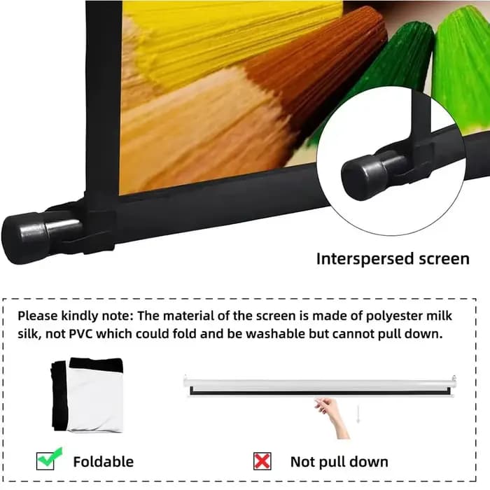VEIDADZ écran de projecteur avec support pliable blanc sans plis 60-120 pouces 16:9