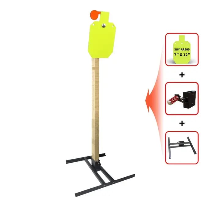 Cible de tir réactive Hostage – Épaisseur 3/8 po avec support de cible 2x4 et base de support en acier au carbone pour planches de cible