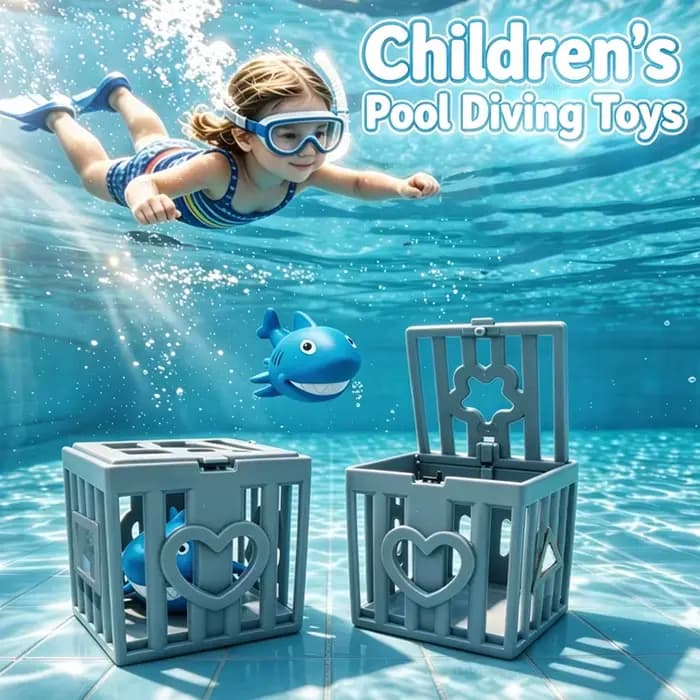 Jeu de plongée sous-marine pour enfants, ensemble de jouets mignons en forme de requin avec cage de capture, jouets d'été pour l'entraînement à la piscine pour garçons et filles
