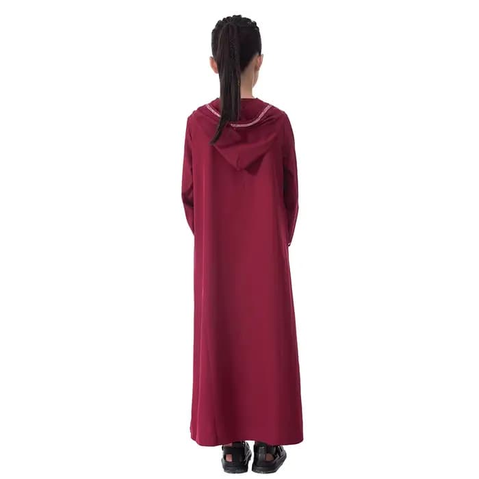 Eid Djellaba Abayas à capuche pour enfants filles Robe brodée musulmane Ramadan Dubai Kaftan Kebaya Caftan Marocain Jalabiya Robe