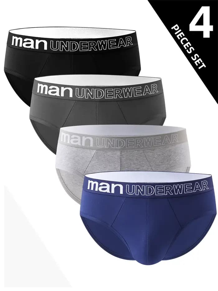Sous-vêtements en coton respirant pour hommes, slips près du corps, culottes de sport confortables, personnalité, tendance, vente chaude, 4 pièces