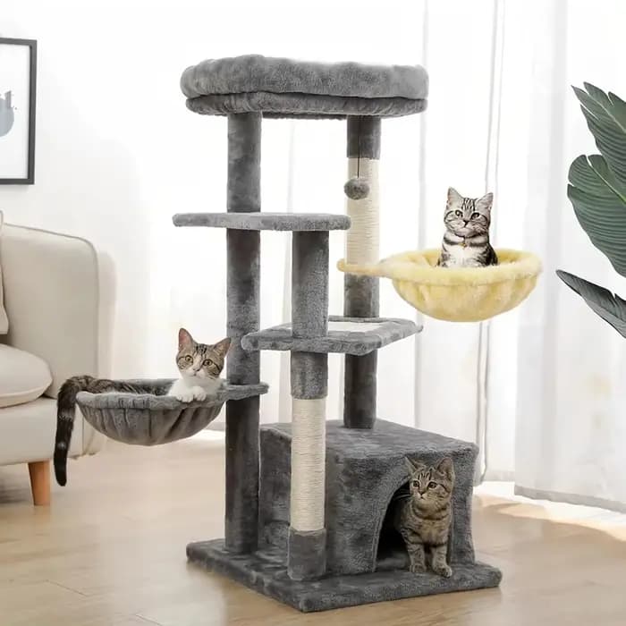 1 hamac DIY pour arbre à chat, lit pour chat en peluche épaisse double couche, accessoire spécial pour arbre à chat, panier et couchage confortables pour chat, respirant