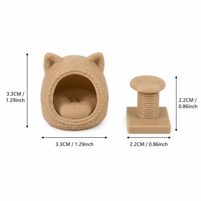 Ensemble de 2 lits miniatures pour chats, modèle arbre à chat - parfait pour les amateurs de miniatures et un cadeau créatif pour les amoureux des chats.