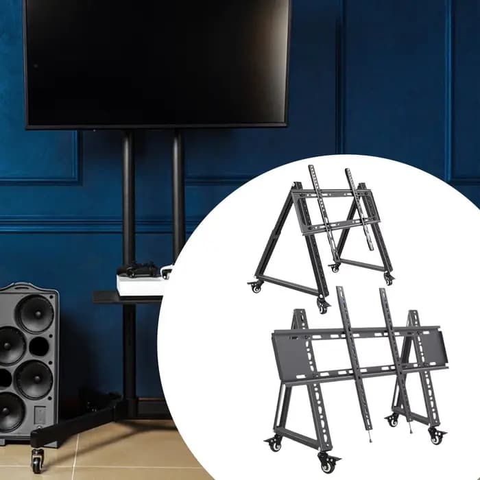 Meuble TV mobile basse hauteur pour téléviseur à écran plat incurvé