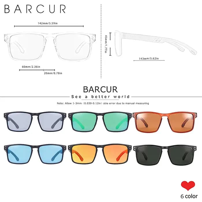 BARCUR-Lunettes de soleil polarisées en bois naturel pour hommes, design original, lunettes de soleil d'affaires, lunettes carrées, lunettes de marque de luxe