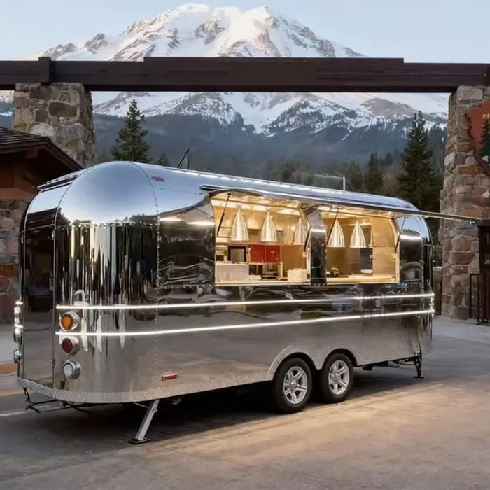 FOODLINE Chariot de vente ambulante pour snacks, structure monobloc, robuste et stable, petit équipement de stand de vente extérieur