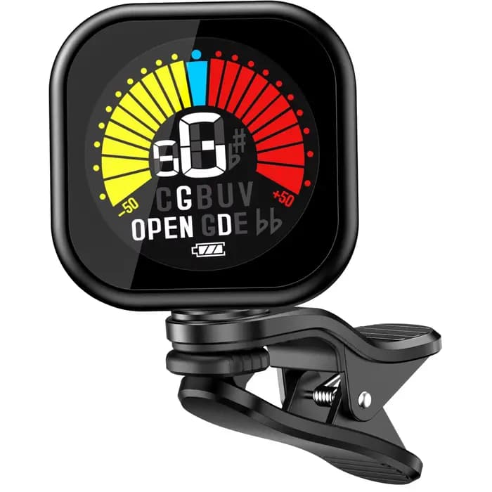 Accordeur de guitare New Bee à clip, écran couleur 360 ° Accordeur acoustique rotatif à accord ouvert pour guitare, basse, ukulélé, violon, violoncelle