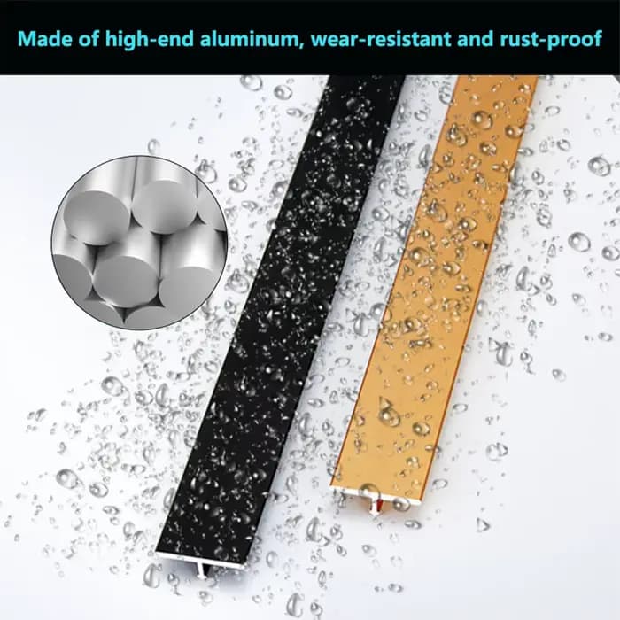 Lot de 6 profilés de transition en aluminium en forme de T pour carrelage, bande de joint de finition 35,4 po x 0,78 po, noir, argent, or