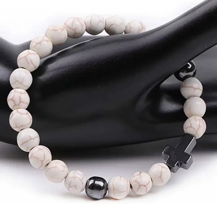 Bracelets en pierre naturelle pour hommes, bracelet en corde élastique tendance, perles de 8 mm, bracelet pour couple, bijoux