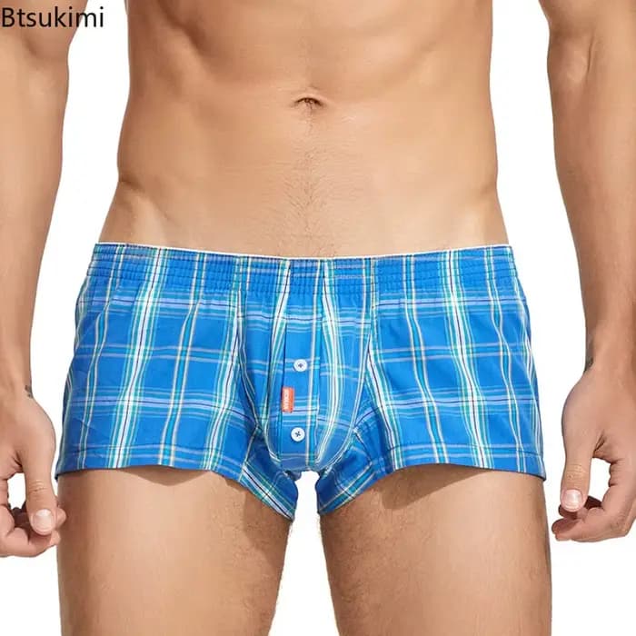 Nouvelles Offres Spéciales – Caleçons Confortables en Coton à Carreaux pour Hommes – Shorts de Détente et de Sommeil avec Design U Convexe – Boxers pour Homme