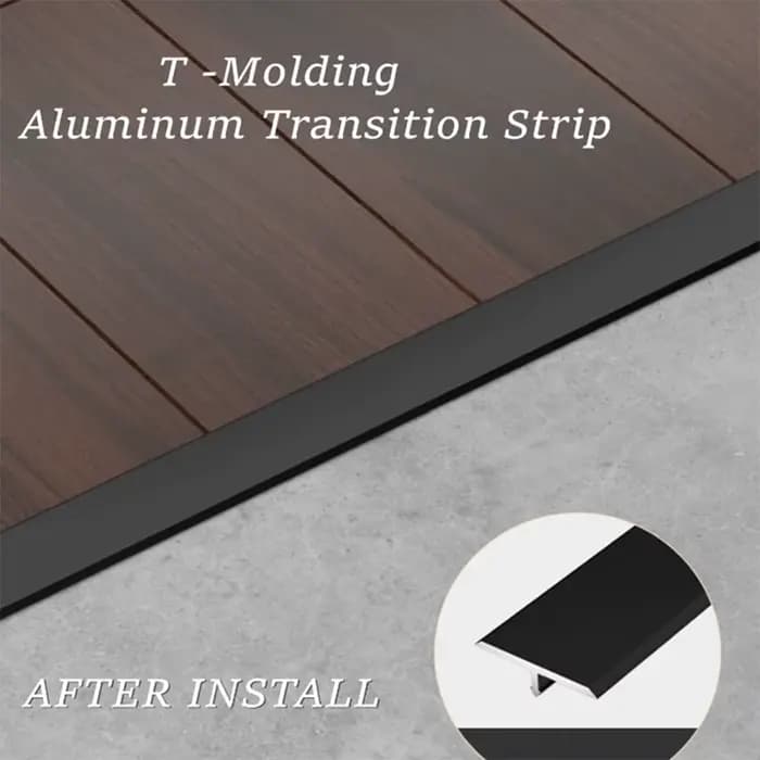 Lot de 6 profilés de transition en aluminium en forme de T pour carrelage, bande de joint de finition 35,4 po x 0,78 po, noir, argent, or