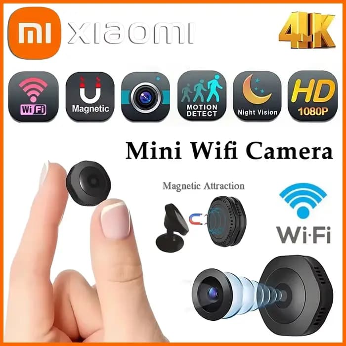 Caméra miniature Xiaomi 4K HD sans fil, portable, vision nocturne, caméscope, WiFi, surveillance à distance, enregistreur vidéo et vocal, caméra de sécurité