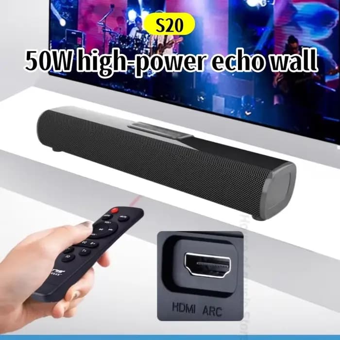Barre de son TV murale S20 avec télécommande USB HDMI/ARC/entrée optique Home cinéma son Surround haut-parleurs Bluetooth pour jeux PC