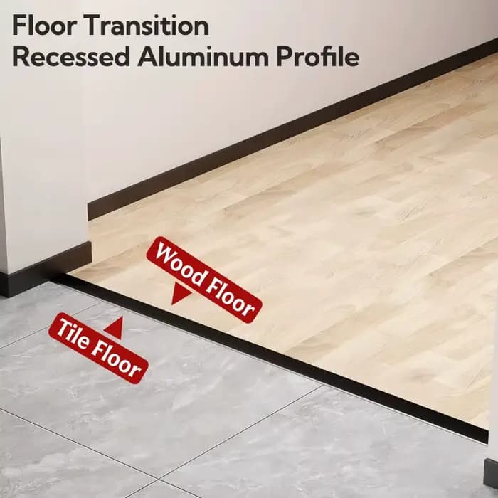 Profilé en aluminium en T encastré pour joint de carrelage, bande de transition de sol, seuil de porte, joint décoratif pour carrelage bois, bande d'étanchéité