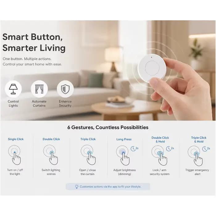 Bouton intelligent sans fil IoTorero BTHome compatible avec Home Assistant