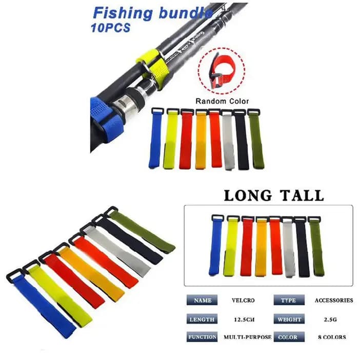 Attache porte-canne à pêche, 10 pièces, sangle résistante à l'usure et étanche pour les amateurs de corde de pêche, utilisation de couleur aléatoire