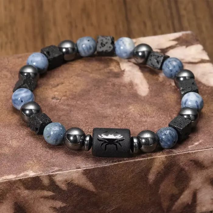 12 Constellation naturel bleu corail lave pierre perles Bracelet pour hommes Couple corde amitié zodiaque