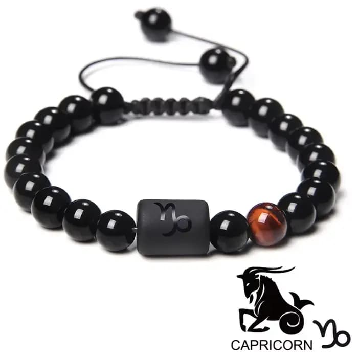Bracelet tressé en pierre naturelle pour hommes et femmes, perles Reiki, bijoux de charme, bracelet de couple, 12 constellations, noir