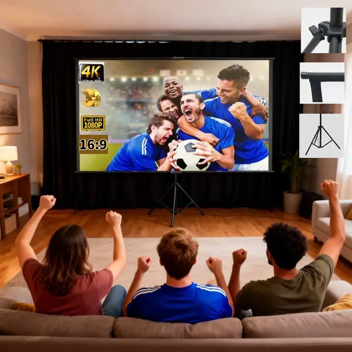 Écran de projection 120' avec support simple - 4K HD 16:9