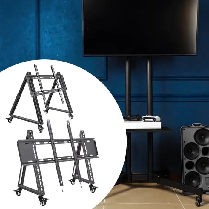 Meuble TV mobile basse hauteur pour téléviseur à écran plat incurvé